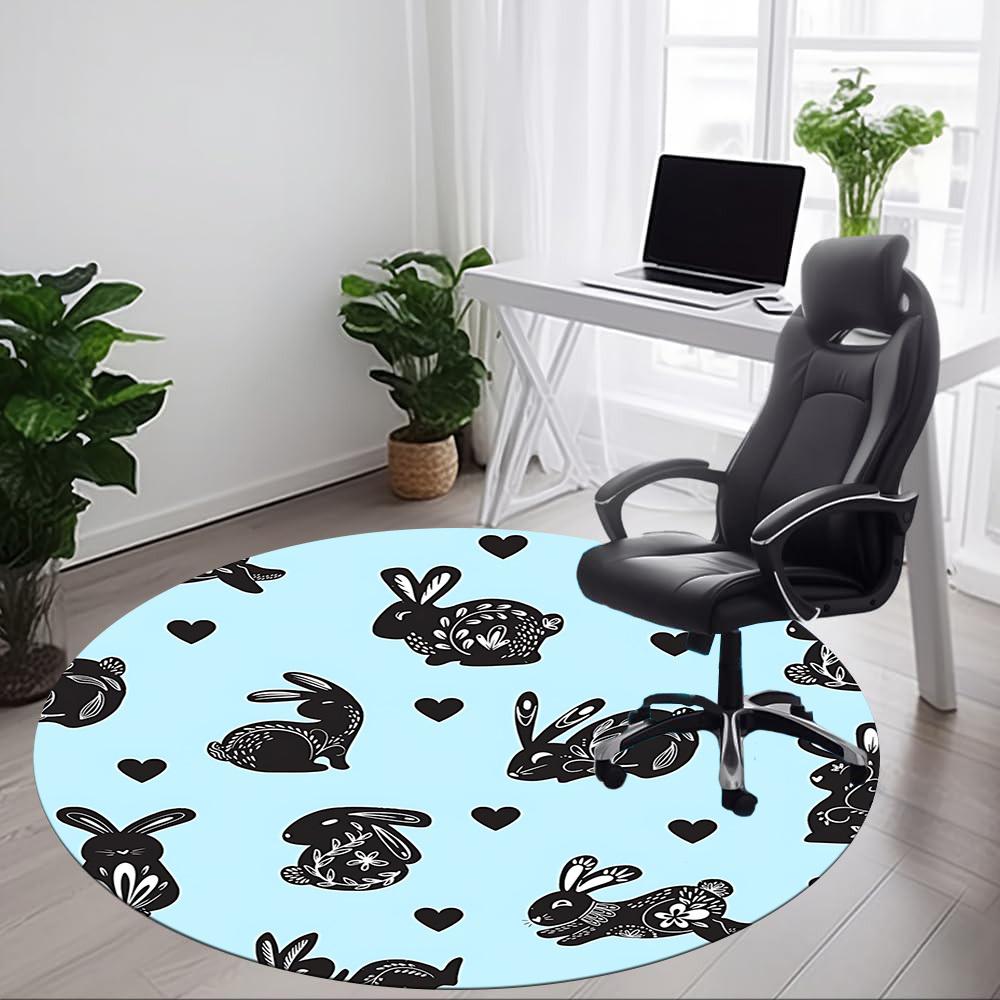 1pc Rabbit Pattern Office Round Rug, Carpet for Office, Gaming, Lightweight Round Floor Mat yy260208048