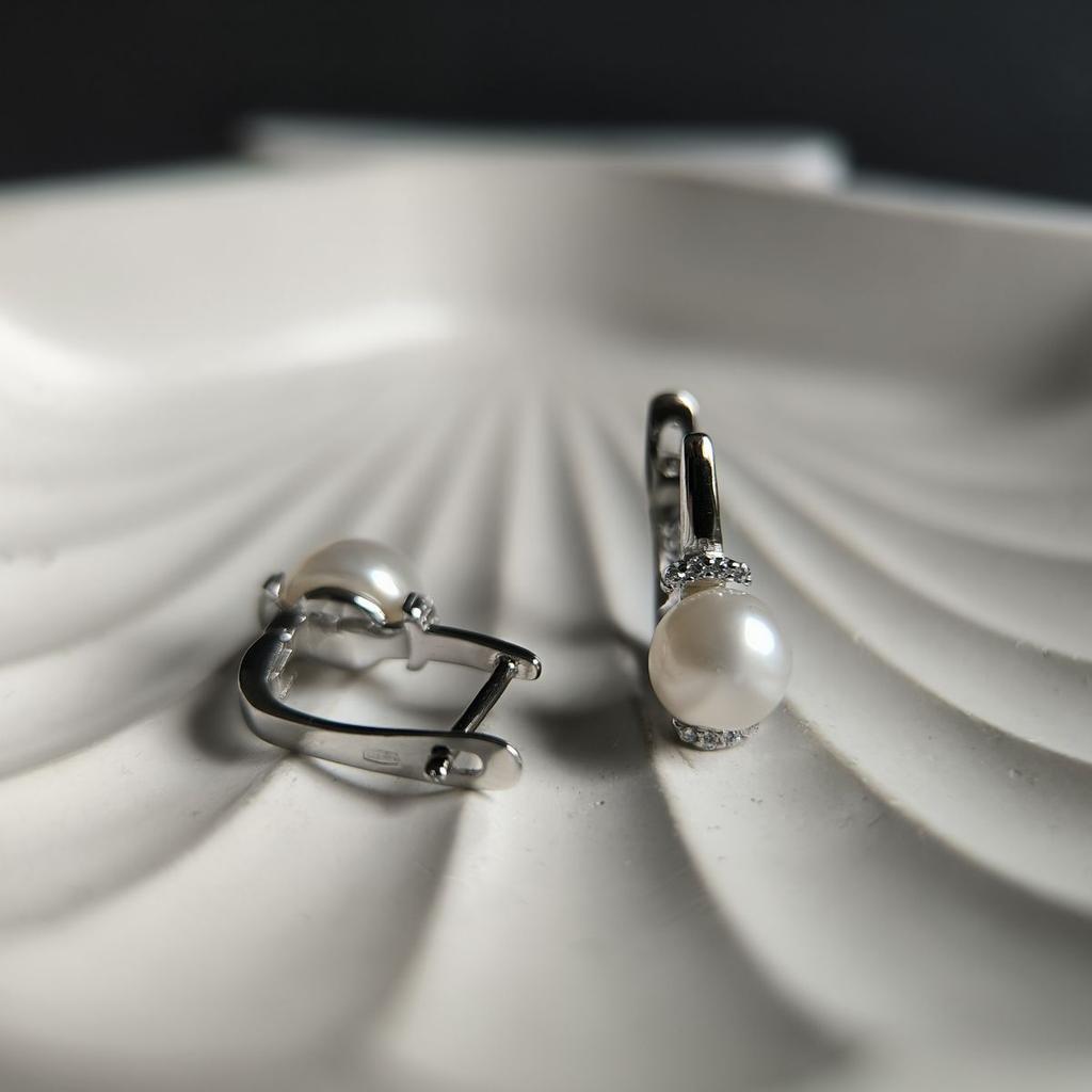 Серебряные серьги с натуральным жемчугом (2186847)