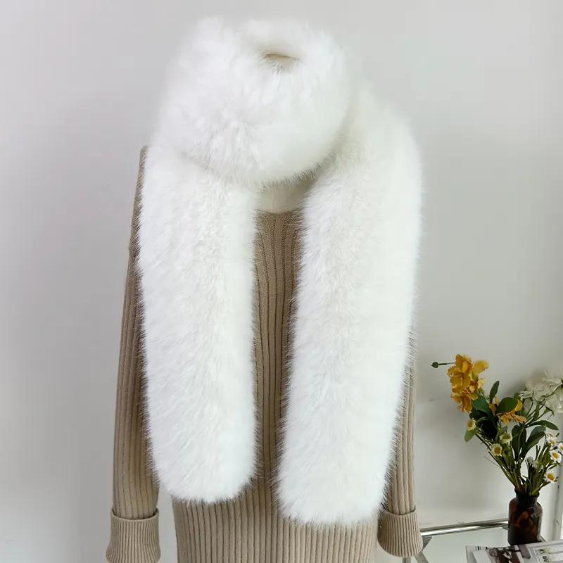 WTEMPO Einfarbige Winter Lange Warme Faux Fur Schals Damen Verdickte Winddichte Kältefeste Lässige Schals