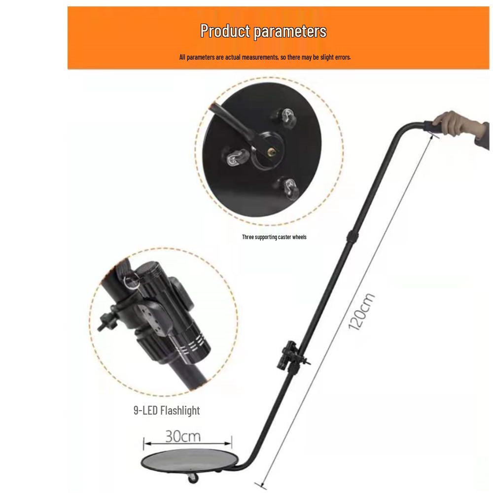 VTY-V3 Portable Undercarriage Inspection Mirror with Built-in Light & Telescopic Pole