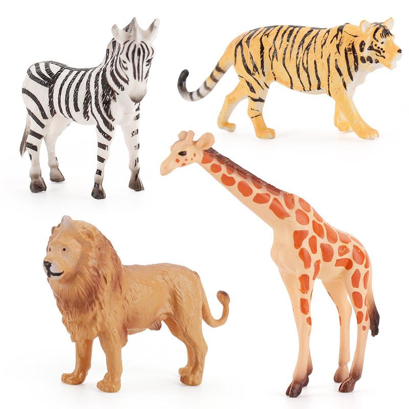Realistic Static Zoo Animal Figurines Made Of Durable Pvc Lion Bear Panda Tiger Giraffe Mini Models