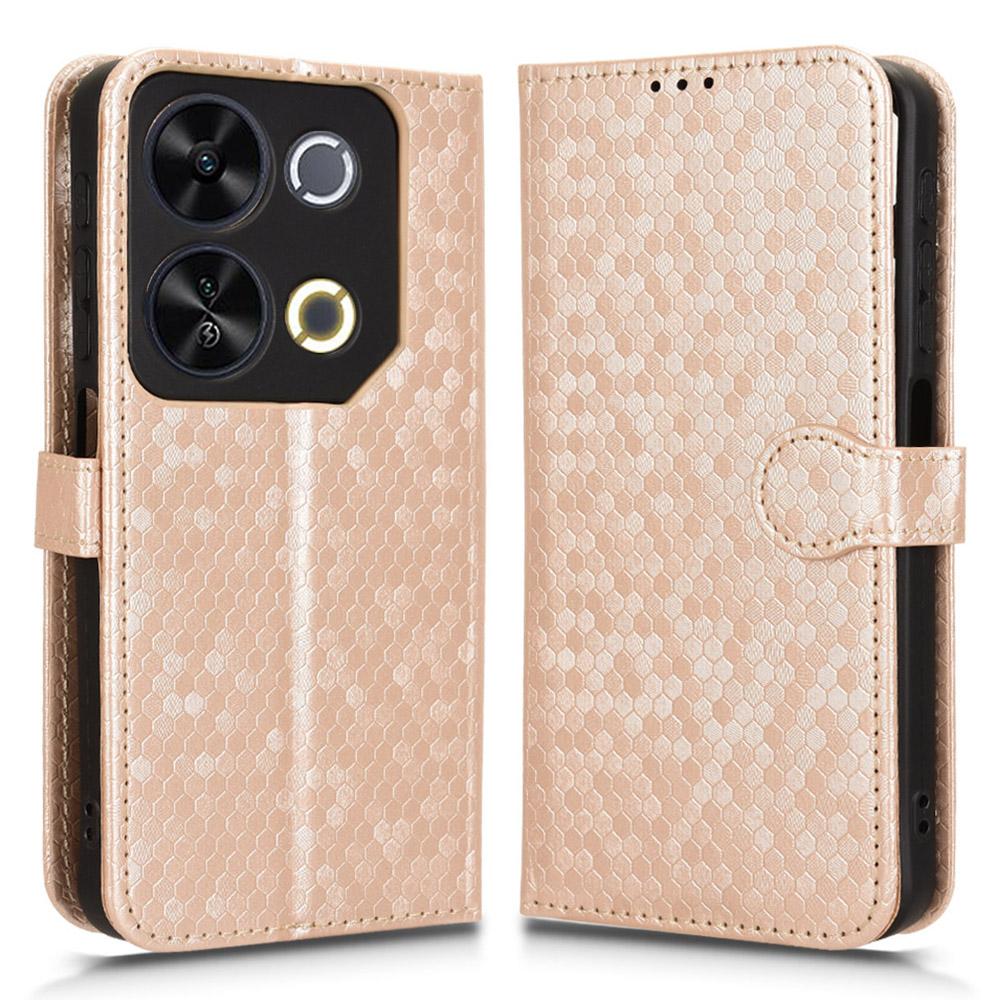 

For itel P65 4G P671L Wallet Case Dot Pattern Imprint PU Leather Phone Cover Rose Gold