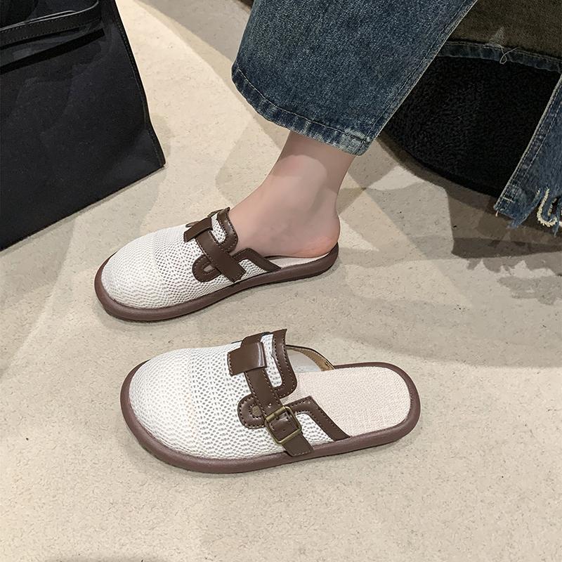 Fashion Fashion Women's Casual Baotou Slippers Home Decor Winter New Item Indoor Plush Warm Half Slippers Lazy Shoes Large Size