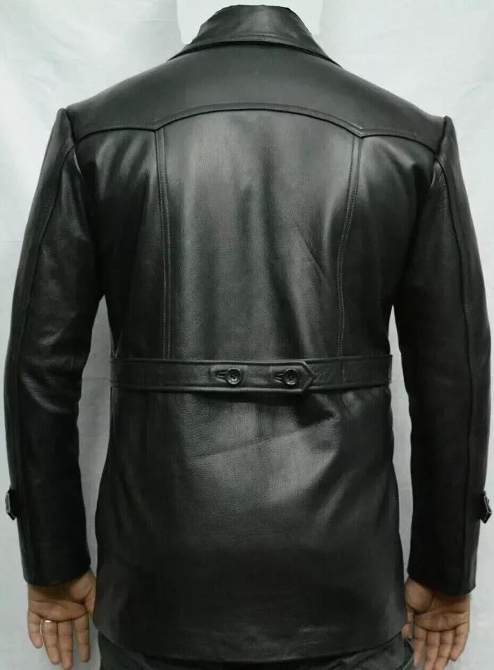 Handmade Stylish Coat Men's Genuine Leather Black Blazer New German Submarine