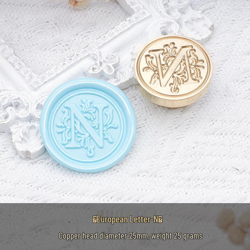 Wax Seal Stamp Head with 26 A-Z Letter Patterns - Retro Copper Design for Envelopes