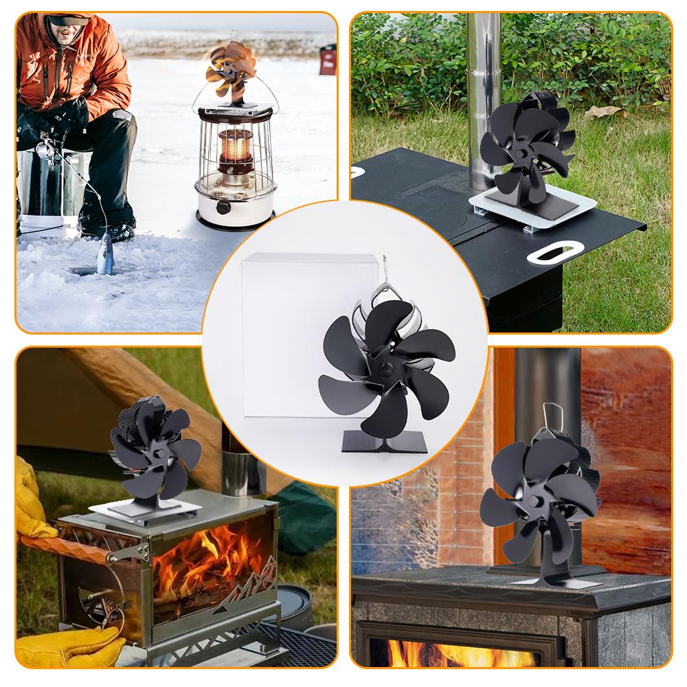 Stove Fan Heat Powered Fireplace Fan 6 Blades Log Wood Burner Eco-Fan Quiet Home Warm Efficient Heat Distribution
