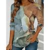 Women's abstract watercolor printed long sleeved loose top
