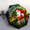 Merry Christmas Santa Claus Gift Circle StickerUmbrella, Portable 3-Fold Compact Umbrella,Christmas Gift ES418