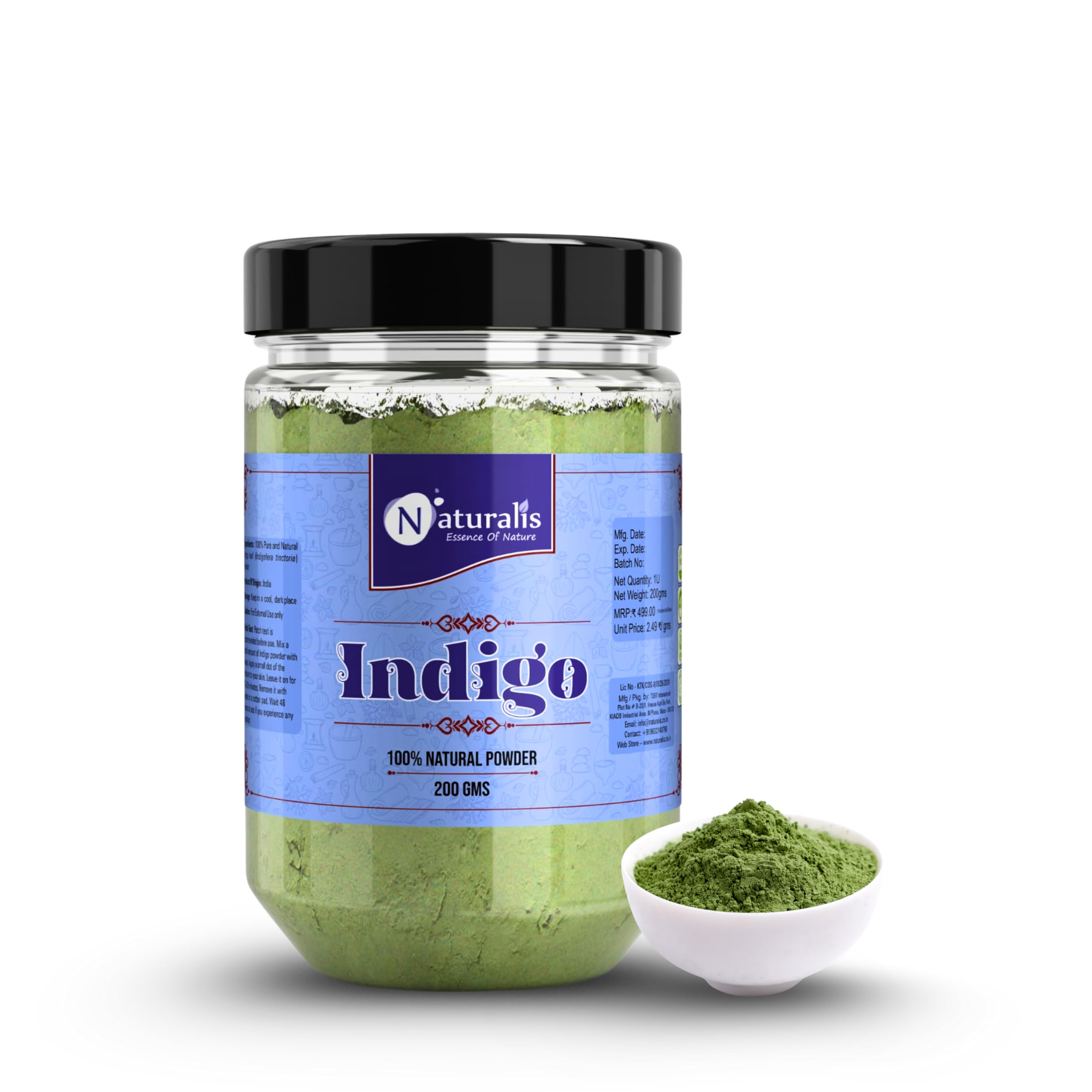 Naturalis Indigo Pulveris Matu Krāsošanai Melns