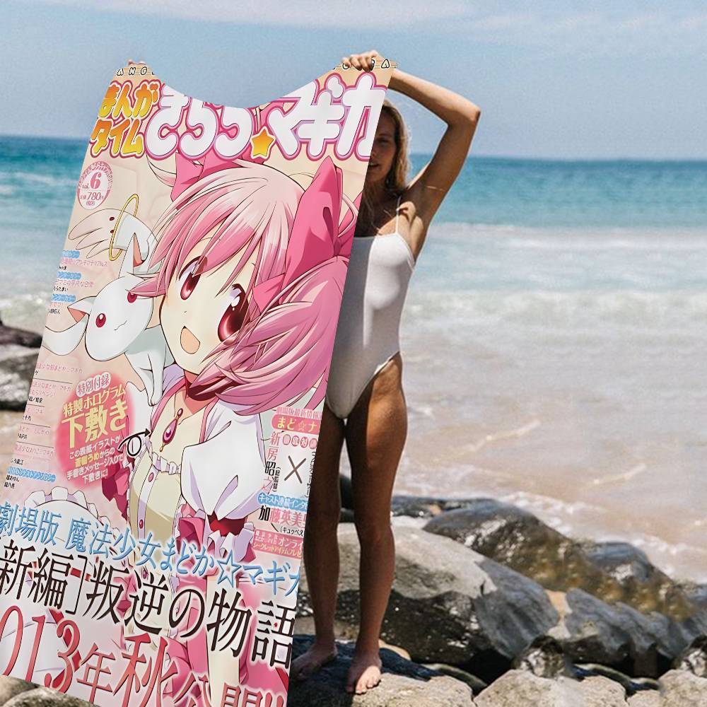 Puella Magi Madoka Magica Anime Beach Towel For Kids Bath Towel Pool Towel Vacation Gift Picnic Towel Party Gift