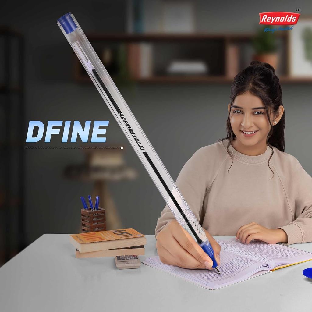 REYNOLDS DFINE Ball Pen Set Of  1 70 Blue Ink 0.7 Mm Tip Smooth Writing Pens With Comfortable Grip For School Office Use