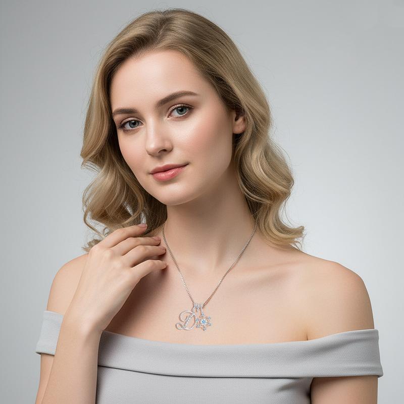 Barbie necklace [Original design] Letter Snowflake-D, cold temperament, high-end, niche and versatile, ins style, high-looking, romantic ZJYXL-HJ-039