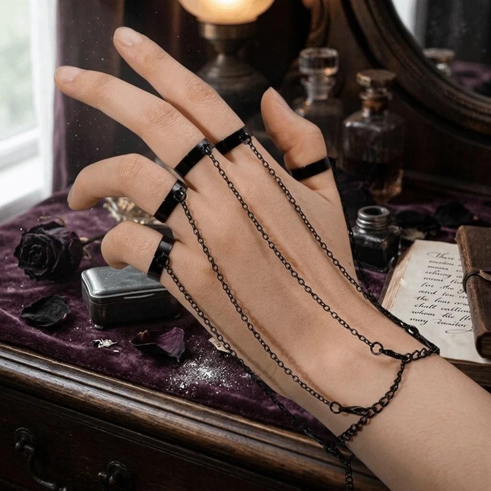 Abnehmbares Punk-Armbandring Gothic-Fingerkette Cooles Design Handgelenkarmbandring Unisex