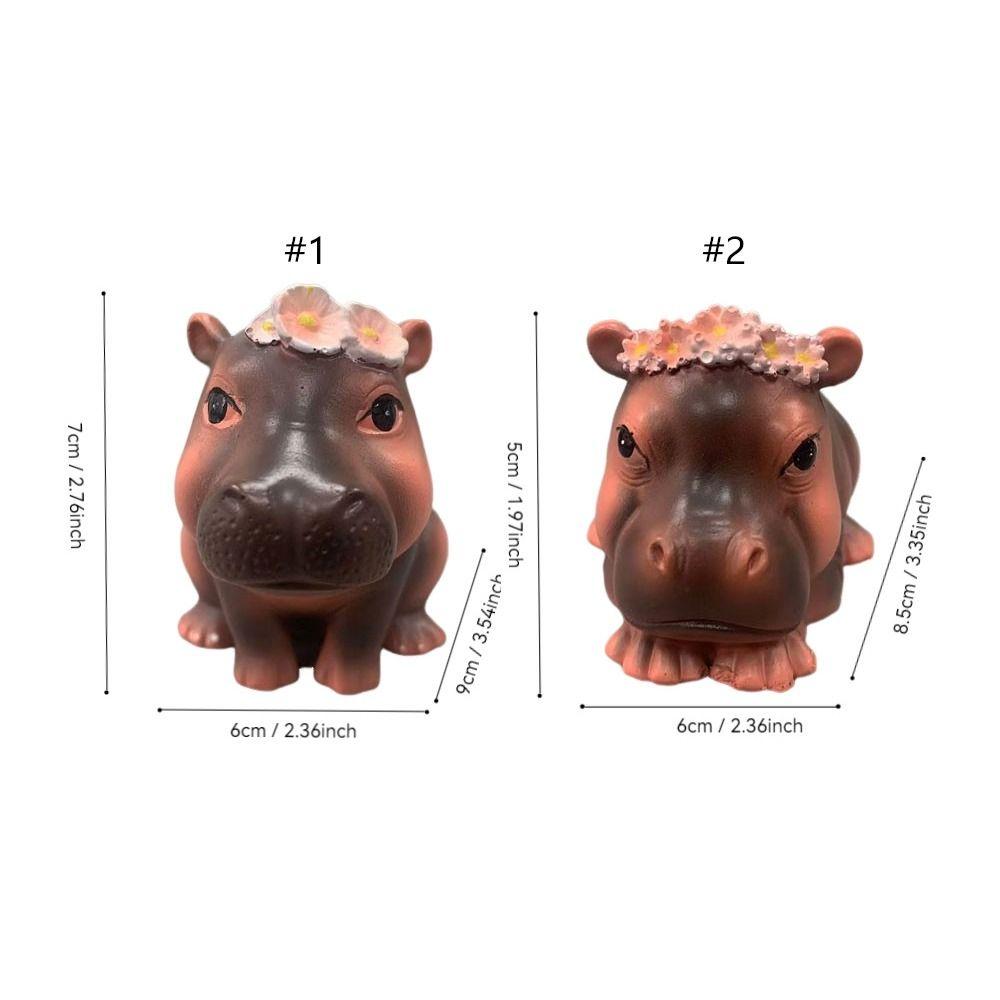 Cute Small Hippo Statue Ornaments Handmade Desktop Hippo Sculpture  Home Office Decor