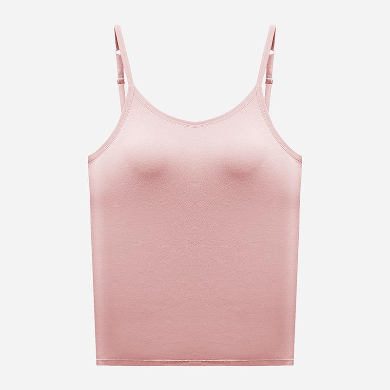 U Neck Long Camisole With Built In Bra M розовый