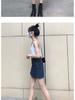 Women's High-Waist A-Line Denim Skort - American Retro Style, Anti-Exposure, Slimming Fit