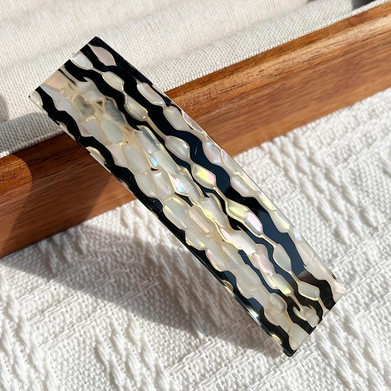 1PC retro gold striped double color square hairpin, acrylic hair grab clip