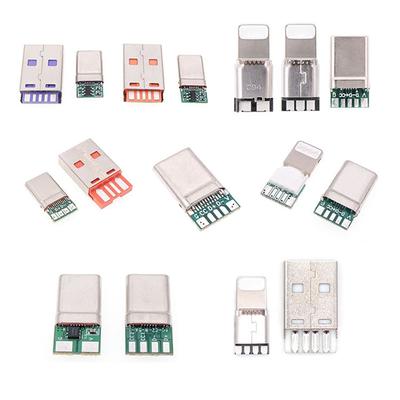 Fast Charge Type-C Usb 65W 5A Male Connector Welding With 5Pin Pcb + Type A Male 6 Pin Usb Diy Otg Data Charge Kit