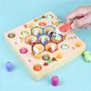 Educational Magnetic Fishing Game 2-in-1 Match And Clip Beads Color Recognition Wooden Toy for Children's Early Learning