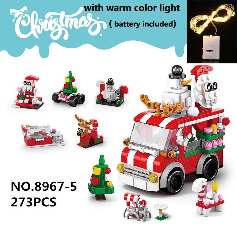 6 în 1 set de blocuri de construcții creative din seria de Crăciun, Kawaii, satul de iarnă, mini model de casă DIY, cărămizi, jucării pentru copii