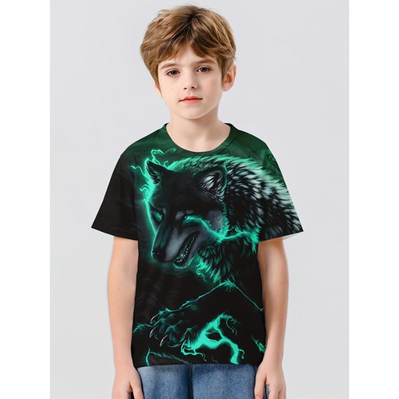 Summer Round Neck 3D Animal Pattern Printed Top Fashionable Casual Short Sleeved Children's Boy T-shirts