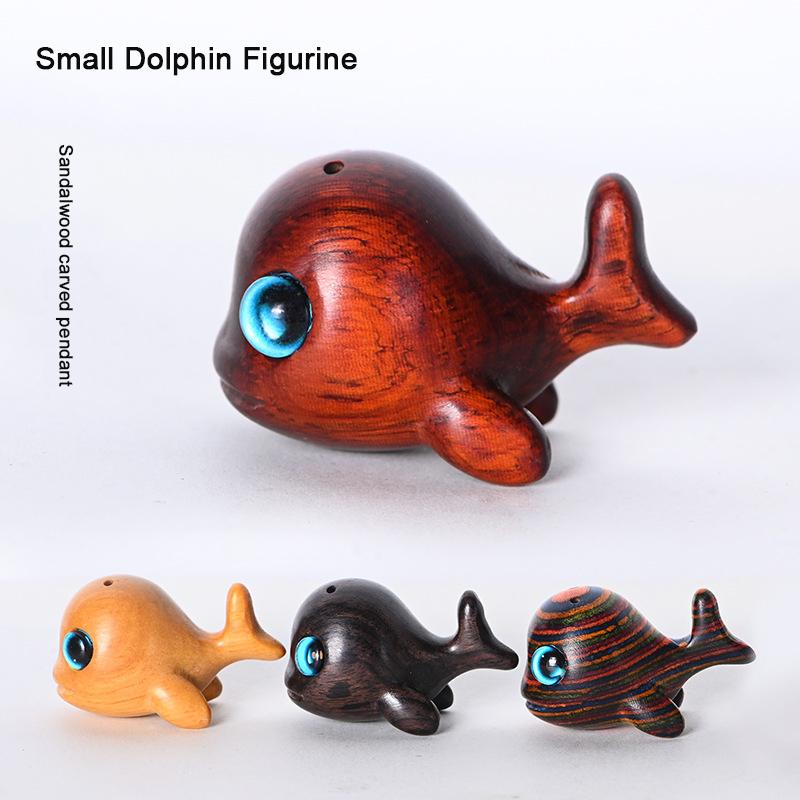 Cute Cartoon Wooden Carved Small Dolphin Statue Ornament DIY Keychain Pendant Accessories Kids Event Souvenirs funny gifts