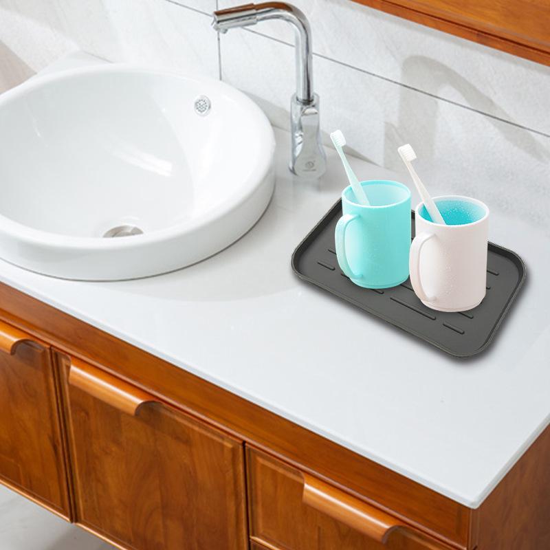 Silicone Draining Mat: Kitchen & Bathroom Sponge and Soap Holder  