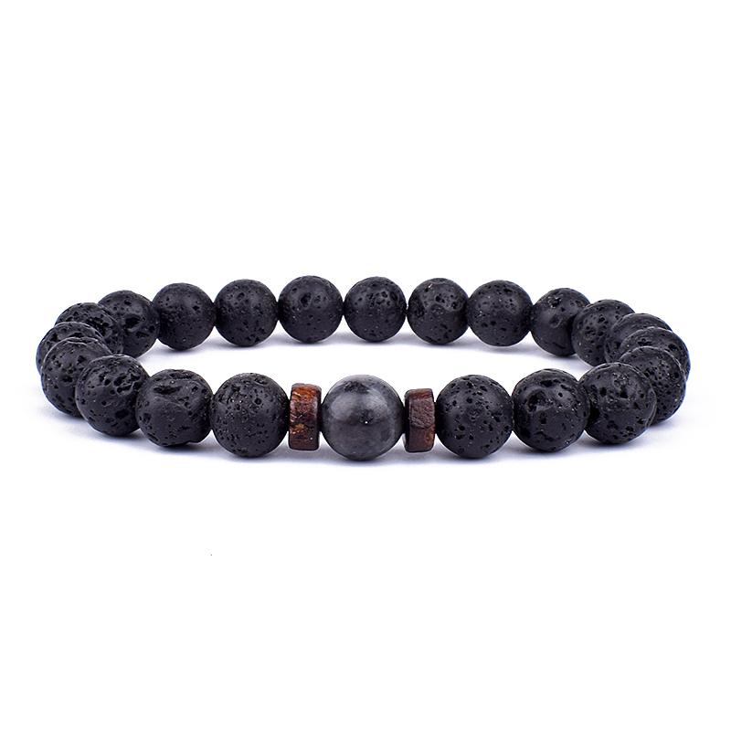 Kamień wulkaniczny bransoletka dla mężczyzn lawa drewniana 8mm bransoletka z koralików tybetański budda łańcuszek na rękę kobiety mężczyźni biżuteria prezent nowe bransoletki