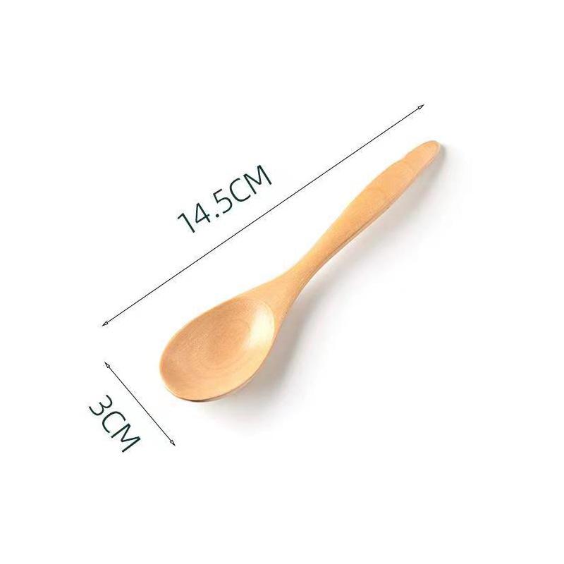 Small Wooden Spoon Children Soup Spoon Natural Wood Japanese Honey Sugar Salt Seasoning Spoon Dessert Tea Coffee Scoop Spoon