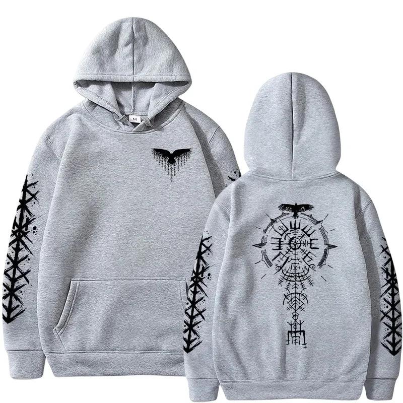 Ancient Viking Raven Print Hoodie Male Daily Casual Fashion Sporty Coats 2025 Autumn New Arrival Men's Sweatshirt High Quality