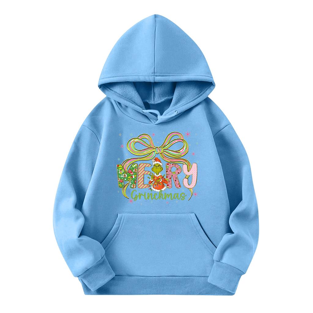 Child Fashion Lightweight Long Sleeve Pullover With Pockets  Print Hoodie
