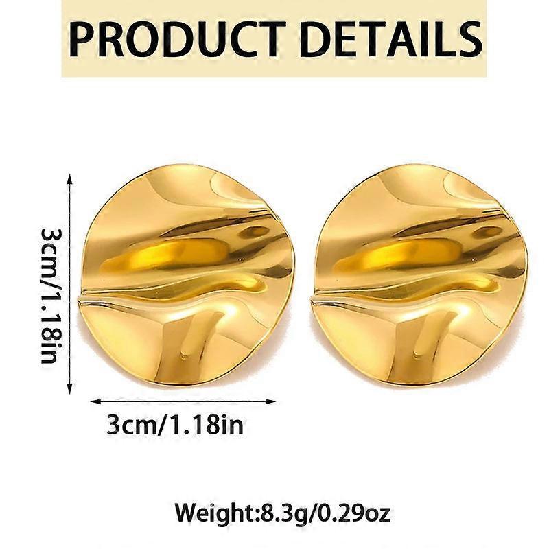 Punk Style Irregular Metal Clip-on Earrings - No Piercing, Circular Pleated Ear