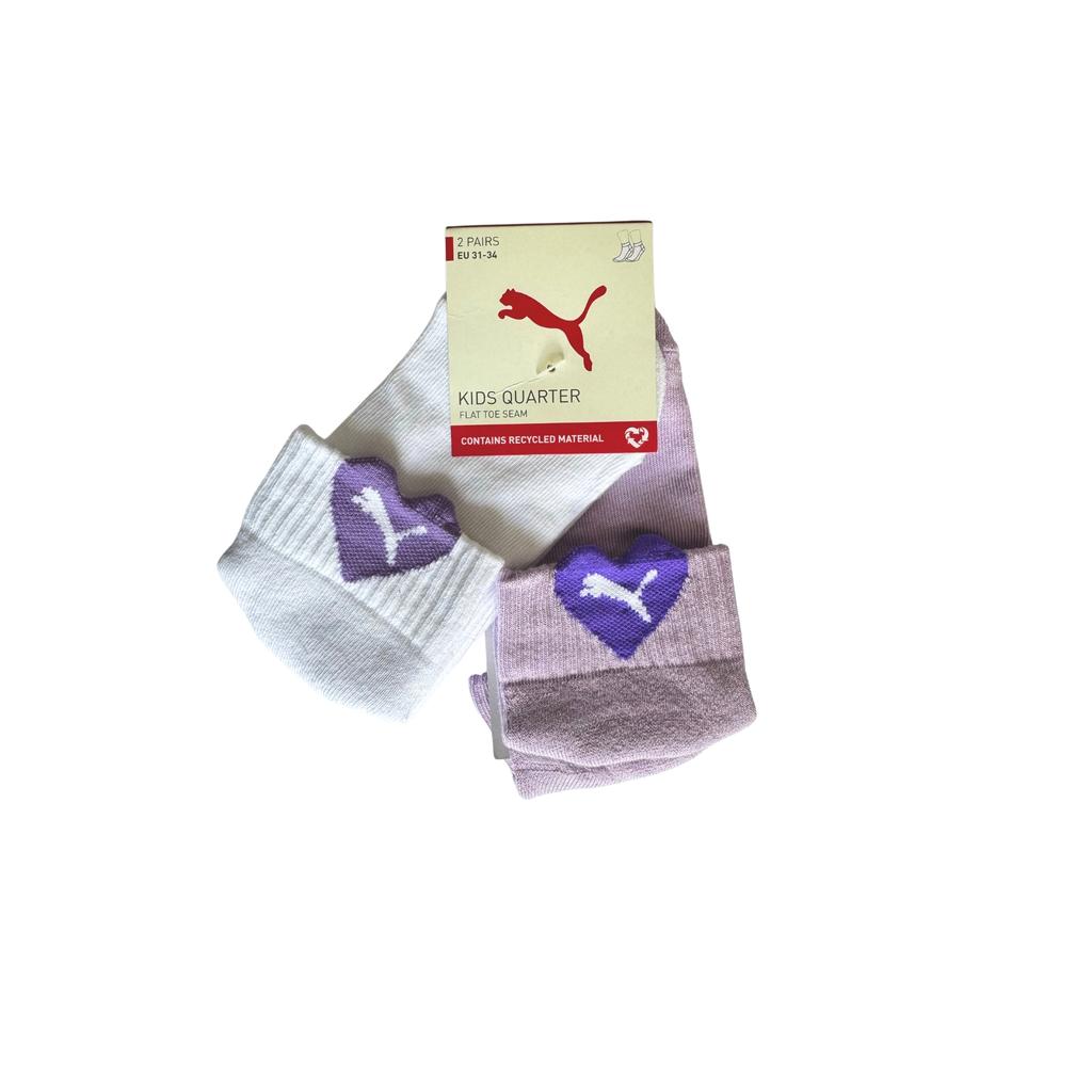 Puma Socks Kids Heart Logo Quarter 2-Pack 93865203 Size 27-30