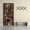 2pcs Chinese Style Landscape Pavilion Door Stickers, Living Room Entrance Decoration Stickers, Self-adhesive Removable Classical