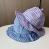 Spring and Summer Retro Plaid Small Brim Bucket Hat Women's Small Fresh Washbasin Hat Outdoor Sun Protection Hat