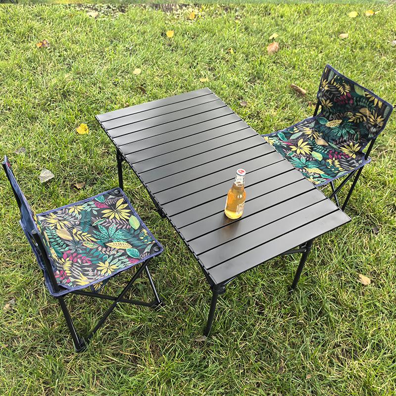 Portable Carbon Steel Folding Table & Chair Set for Camping, Dining, Coffee Shops, and Snack Stalls