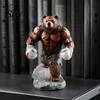 Bear Desktop Ornament Resin Boxing Figurine, Muscle Statue for Desk Decor, Brown White Sculpture Office and Home Display Animal Figurine