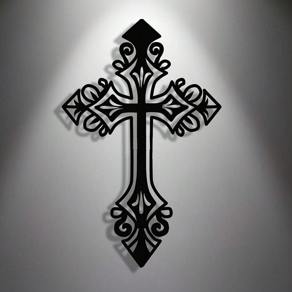 Vintage Hollow Cross Metal Sign Wrought Iron Wall Decor Home Gift Holiday Religious