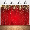 1Pieces2DFlat Red Curtain Gold Star Background Red Carpet Shiny Stars Christmas Photography Background No Power Supply Required