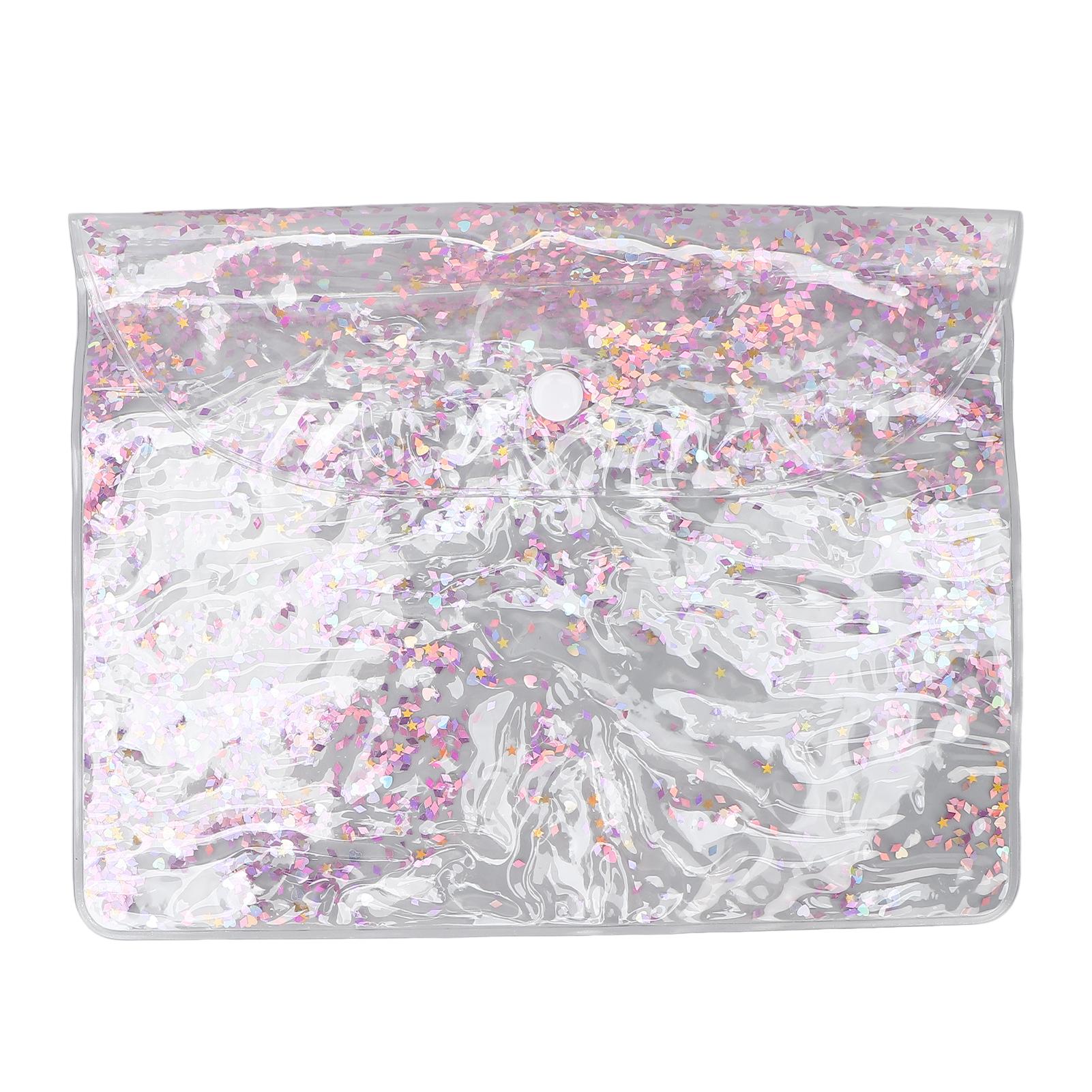 Funcouples Unisex Large Makeup Bag Pvc Quicksand Bling Cosmetic Bag Makeup Button Pouch For Daily Life Travel