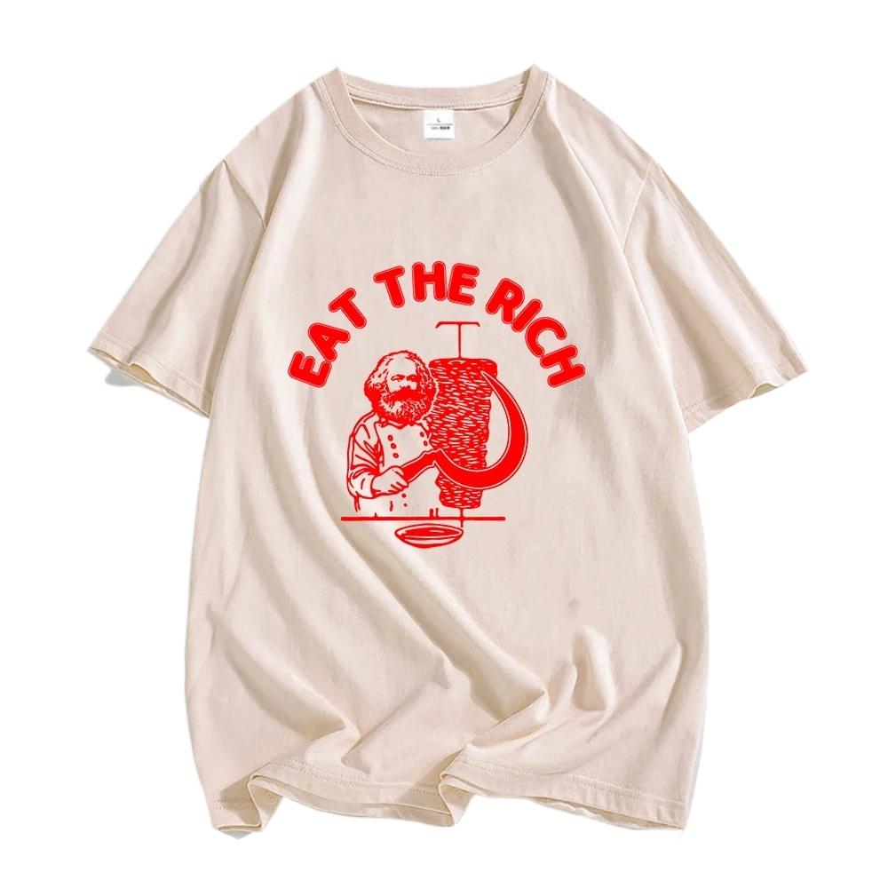 

Doner Kebab T-Shirt Eat The Rich Letter Print Tshirts Basic Unisex Summer Tee Tops O-neck Casual Short Sleeve Shirt Summer M