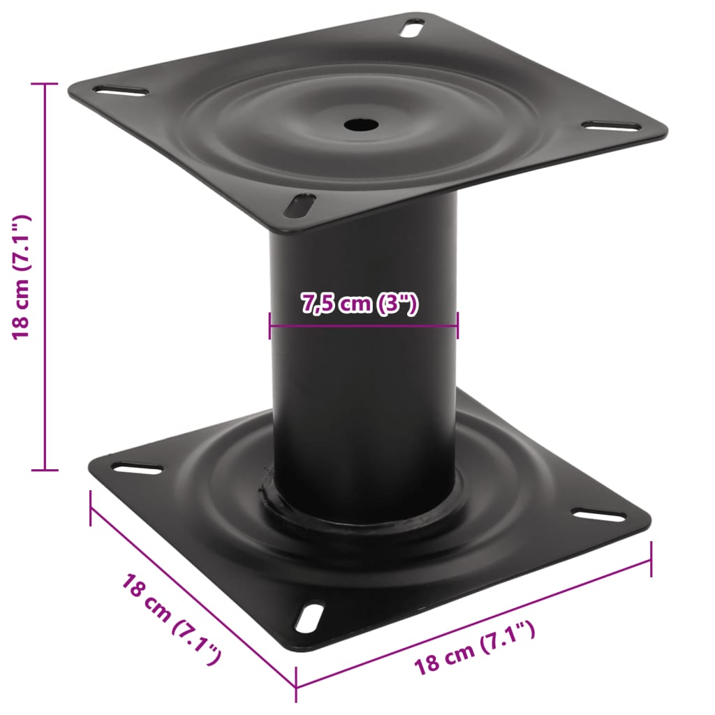 Boat Seat Foot Black 18 cm Steel