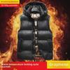 Men's Winter Graphene Cotton Jacket with Self-Heating and Detachable Hood, Thickened for Warmth - Black and Gold.