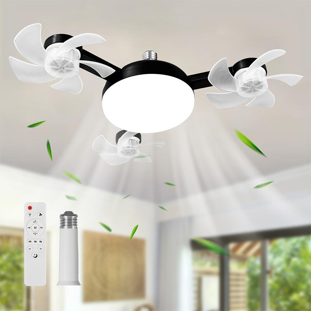 Electric Ceiling Fan Drone Fan E26/E27 Silent Wireless Electric Fan with Light Remote Control Universal Dimming for Home
