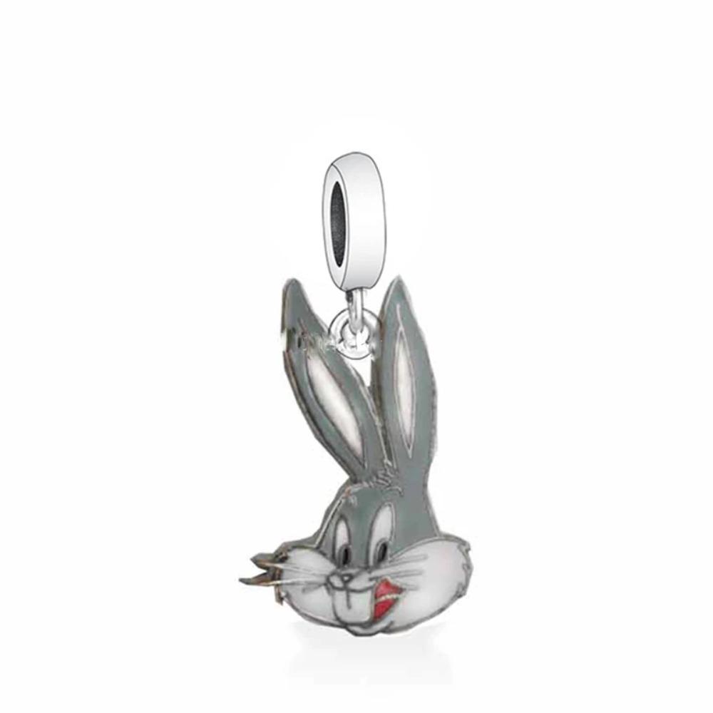 Ciondolo in Argento 925 a Forma di Maiale Cane Gatto Spaventapasseri per Braccialetto Fai da Te Gioiello Raffinato Regalo