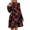 Autumn and winter new casual fashion floral printing long-sleeved stand-up collar dress women's clothing