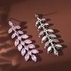 2PC Women's Fashion Leaf Water Drop Design Earrings and Zircon Accessories, Casual Simple and Elegant Ear Accessories