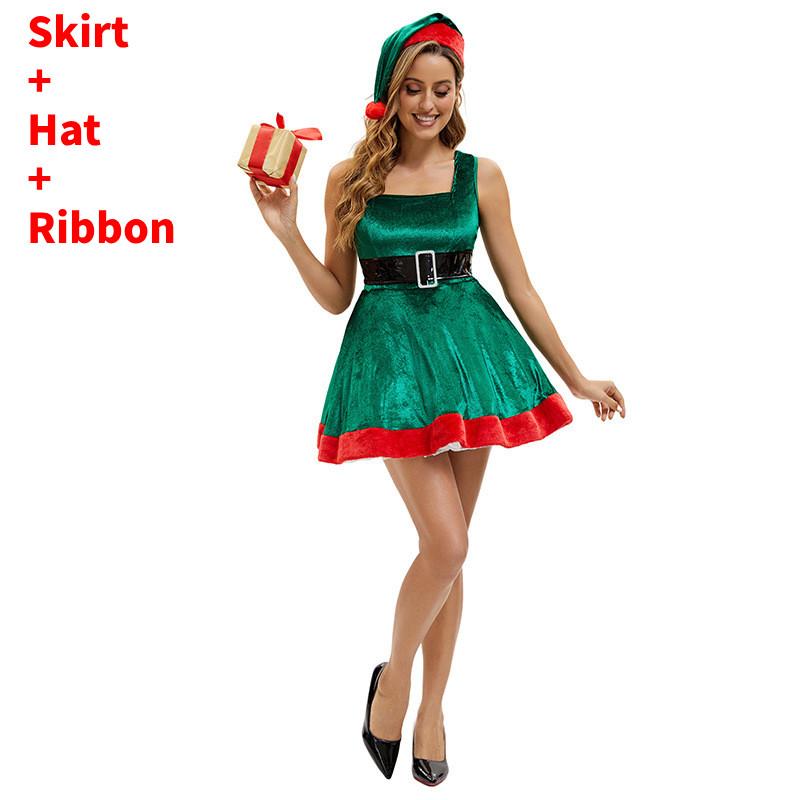 

Elf Costume Dress With Cotton Polyester Fabric For Christmas Party And Stage Performances M