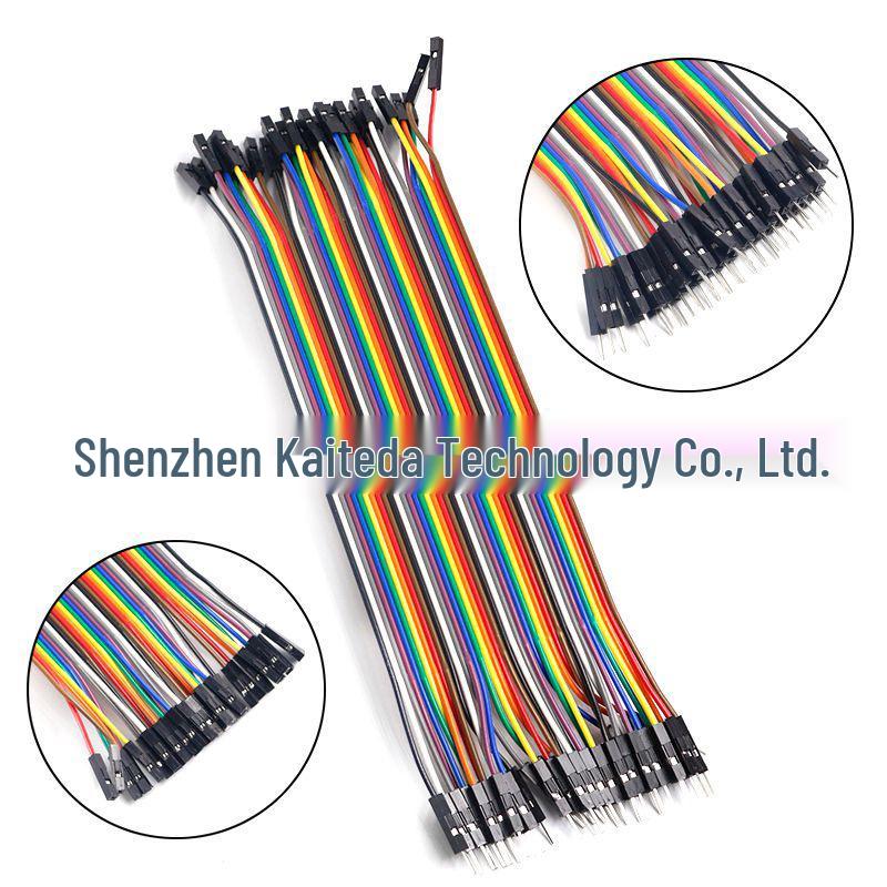 20CM 40-Pin Dupont Rainbow Ribbon Cable: Female to Female, Male to Female, Male to Male Extension Male to Male