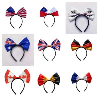 1pcs Flag Pattern Bow Headband Netherlands, Australia, South Korea, France, United States, United Kingdom, Canada, Italy